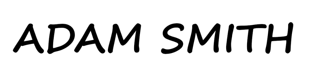 Illustrative demo signature reading ADAM SMITH in block hand-lettering